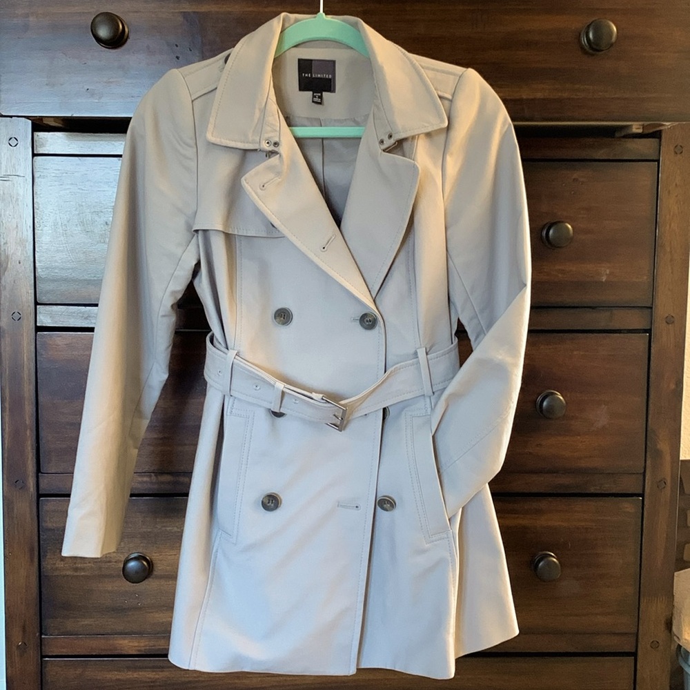 The Limited light gray, short trench coat. Petite Small
